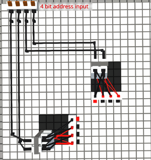Two 2-bit decoders placed orthogonal
